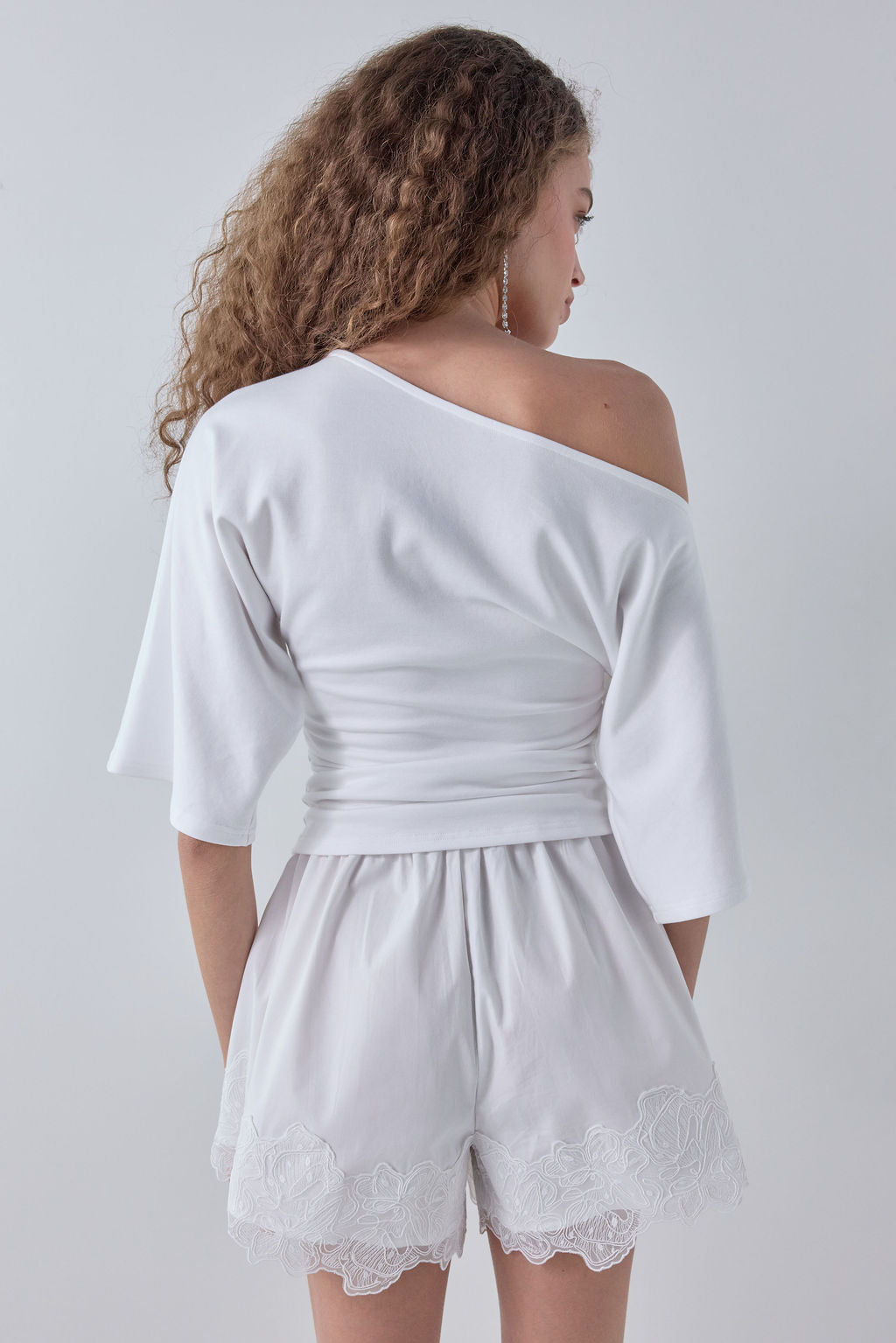 Zyra Lace Trim Shorts White