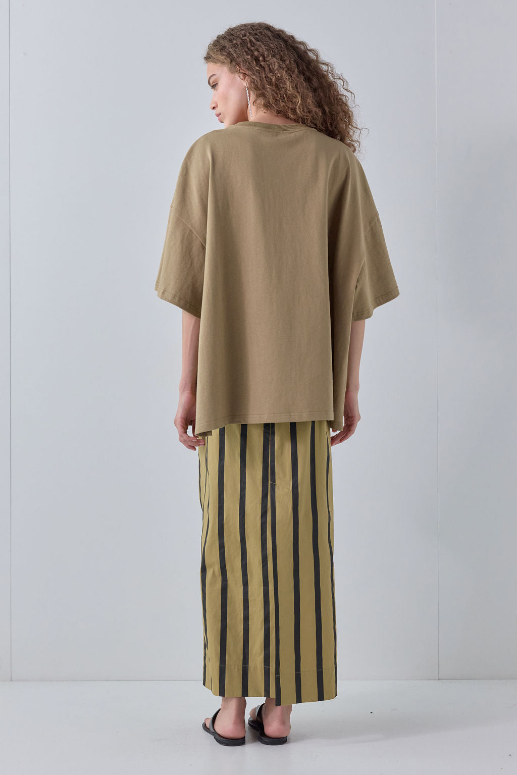 Charlee Midi Skirt Tan Stripe
