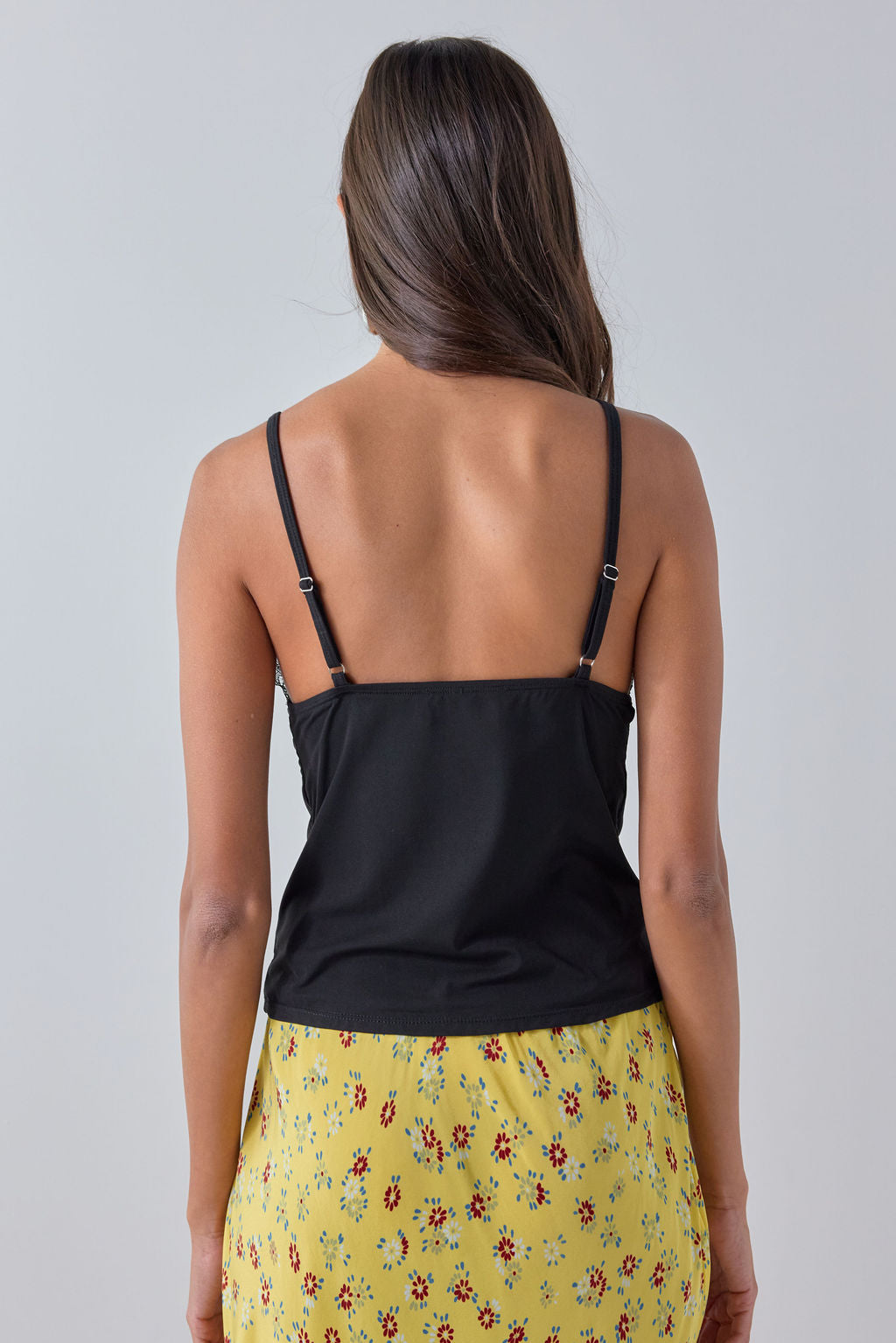 Enya Lace Trim Top Black