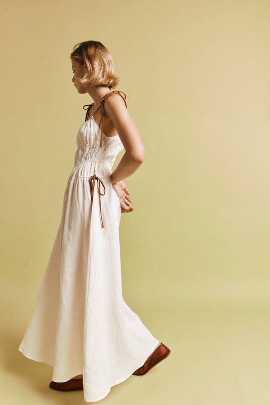 Lolita Linen Maxi Dress White
