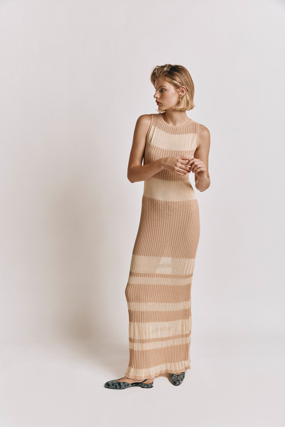 Rowan Knit Maxi Dress Nude