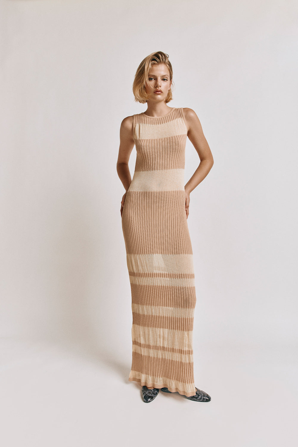 Rowan Knit Maxi Dress Nude