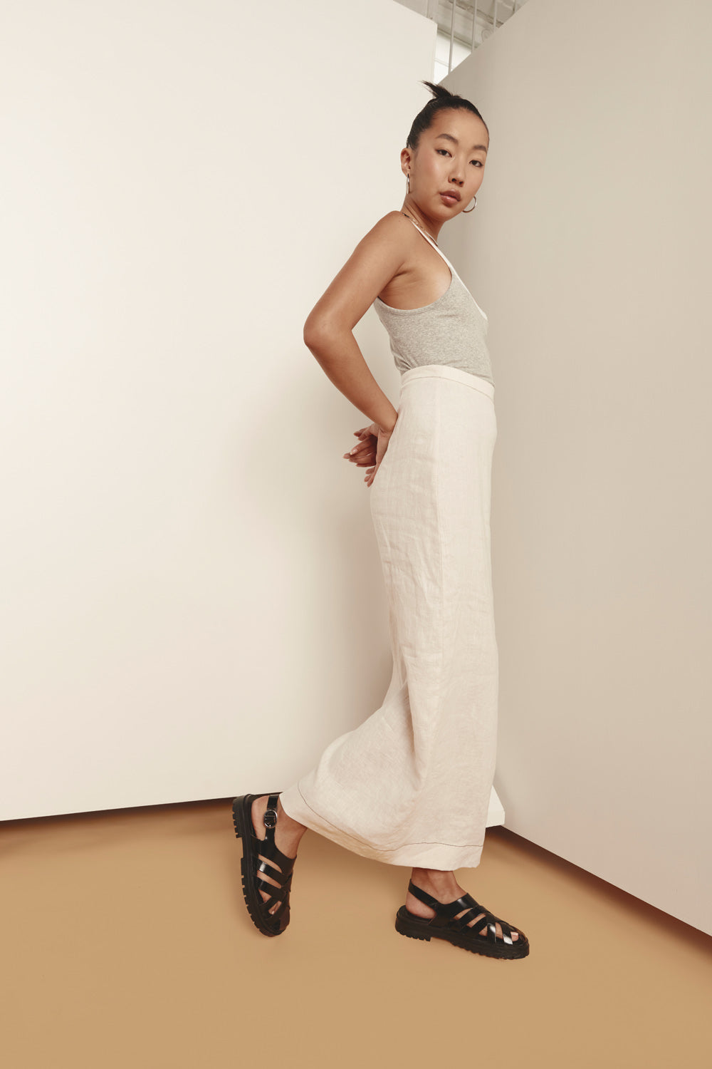 Carla Linen Maxi Skirt White