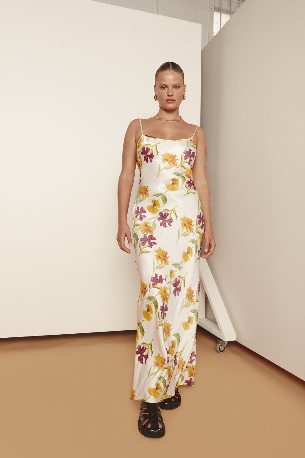 Netta Bias Cut Maxi Dress Flora