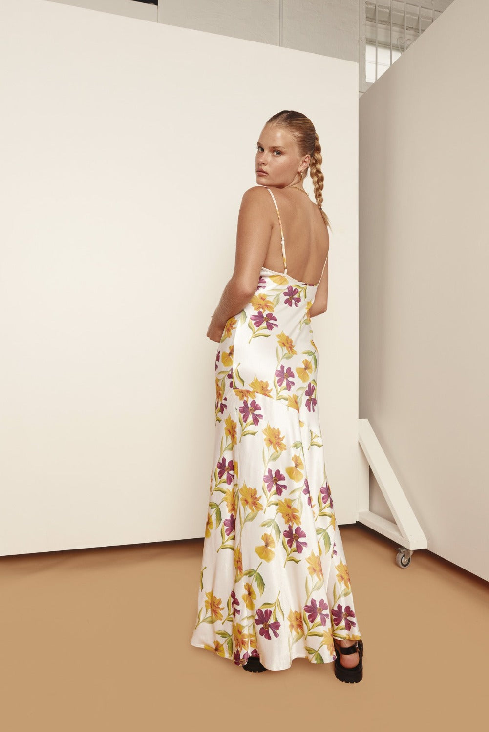 Netta Bias Cut Maxi Dress Flora