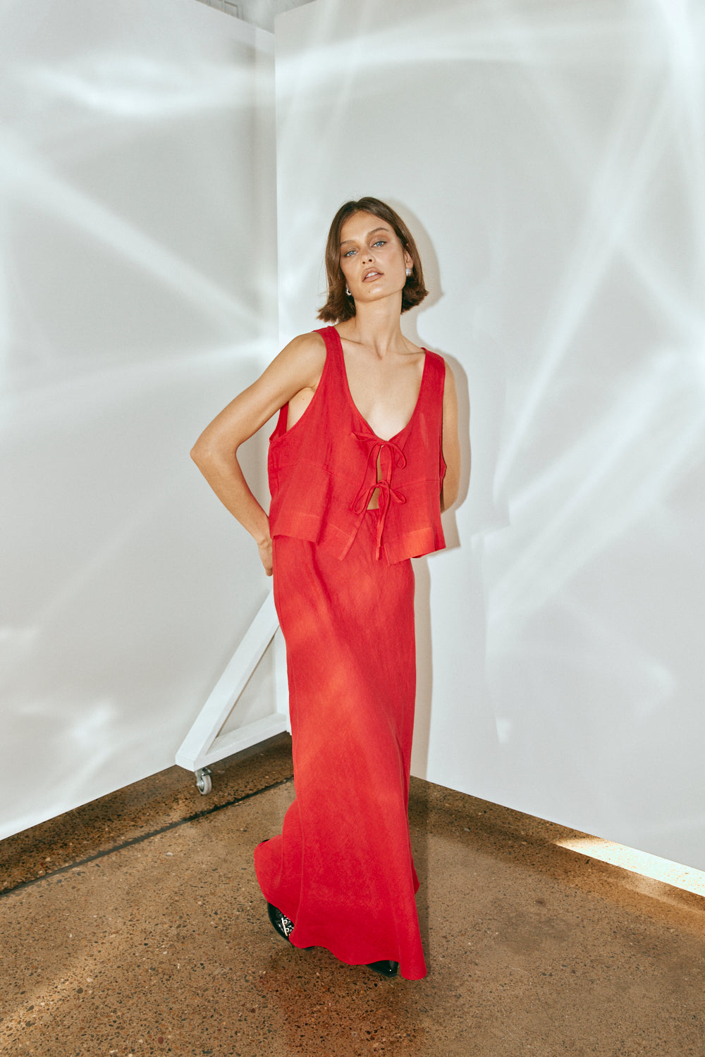 Collective Tops - Nessa Linen Smock Top Chilli fourth image