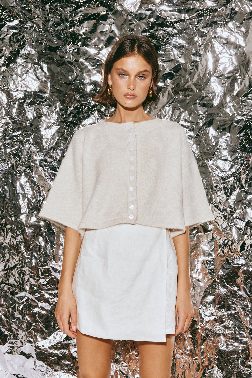 Collective Tops - Hailey Knit Cardigan Oyster third image