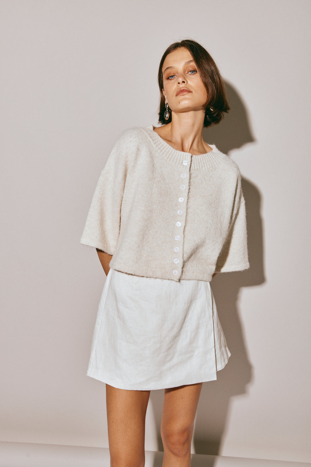 Collective Tops - Hailey Knit Cardigan Oyster sixth image