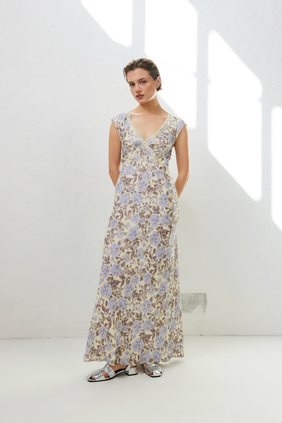 Paris In The 90's Bias Cut Maxi Dress Floral - Image 2