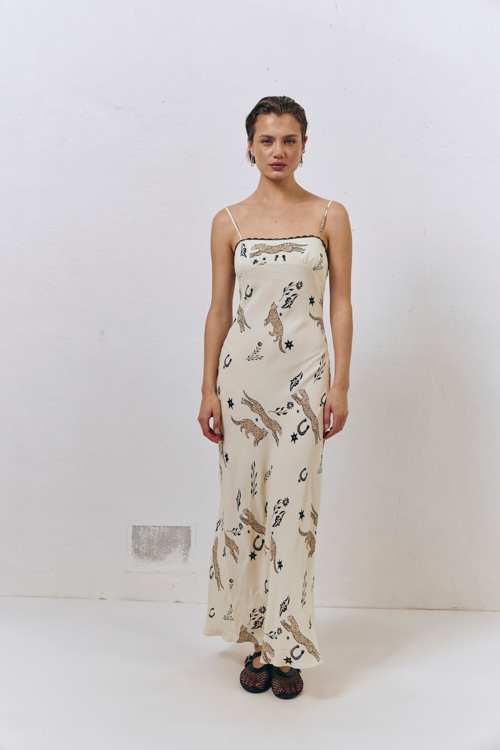 Cosmic Bias Cut Maxi Dress Cream - Image 5