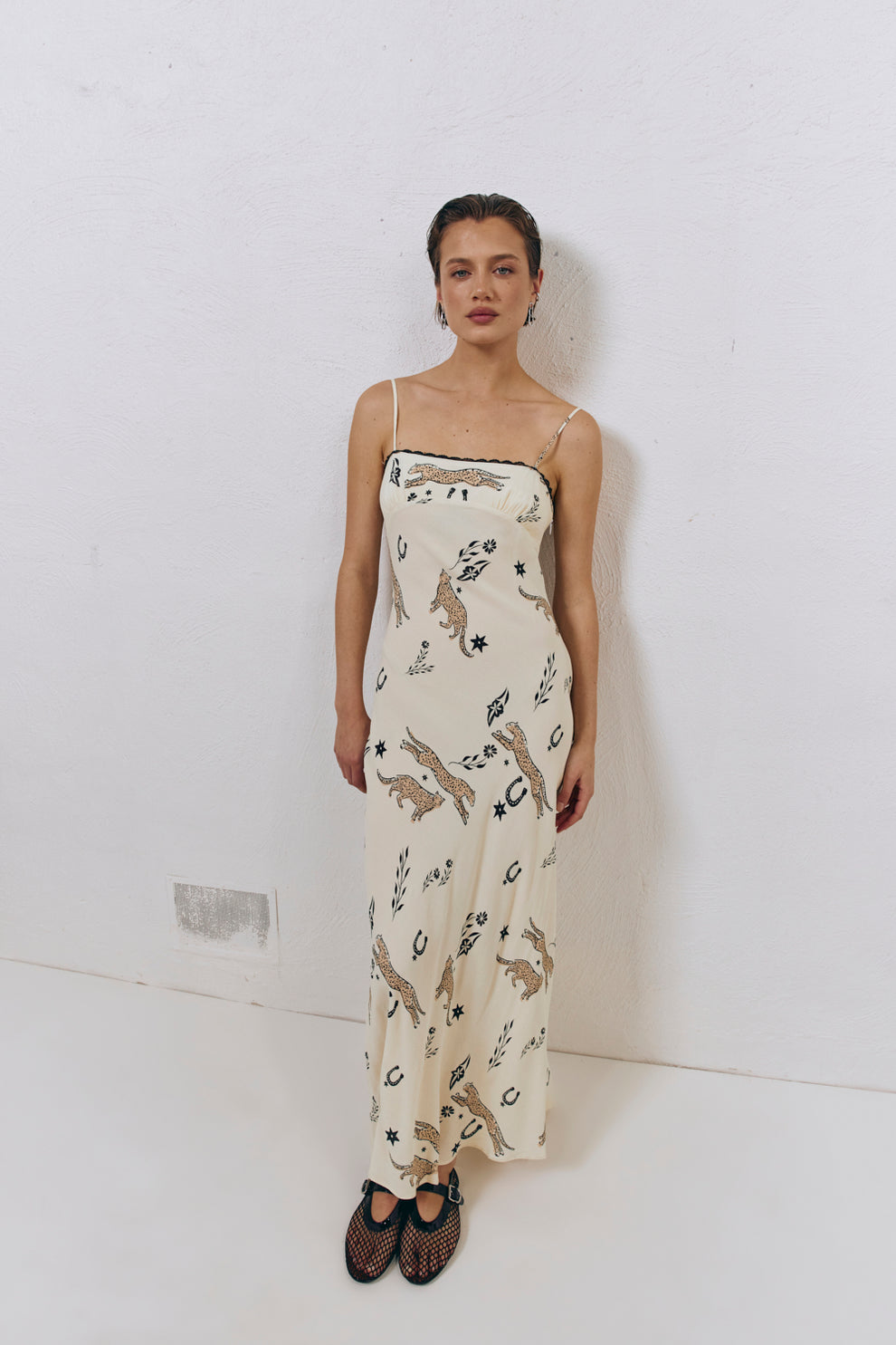 Cosmic Bias Cut Maxi Dress Cream - Image 2