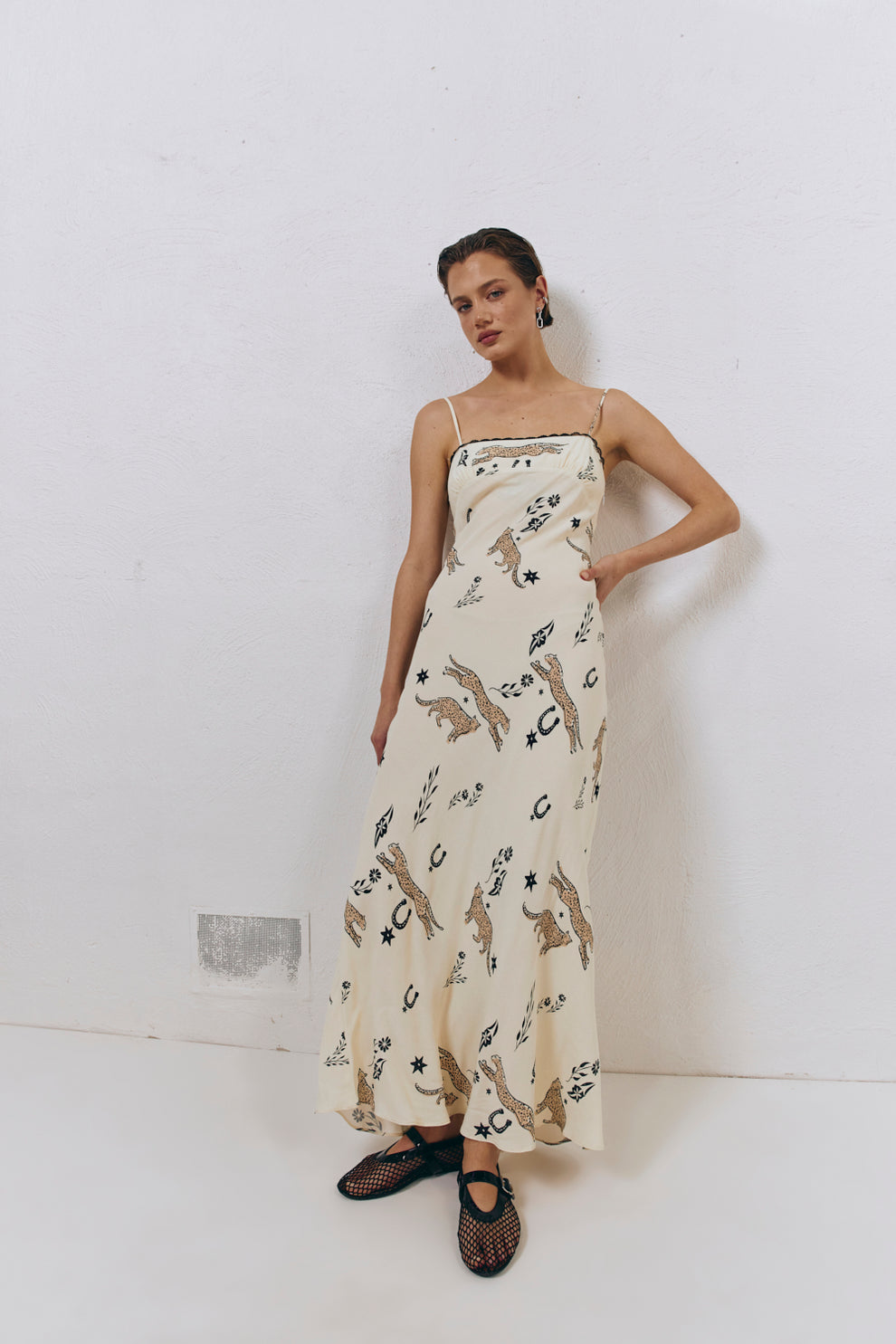 Cosmic Bias Cut Maxi Dress Cream - Image 6