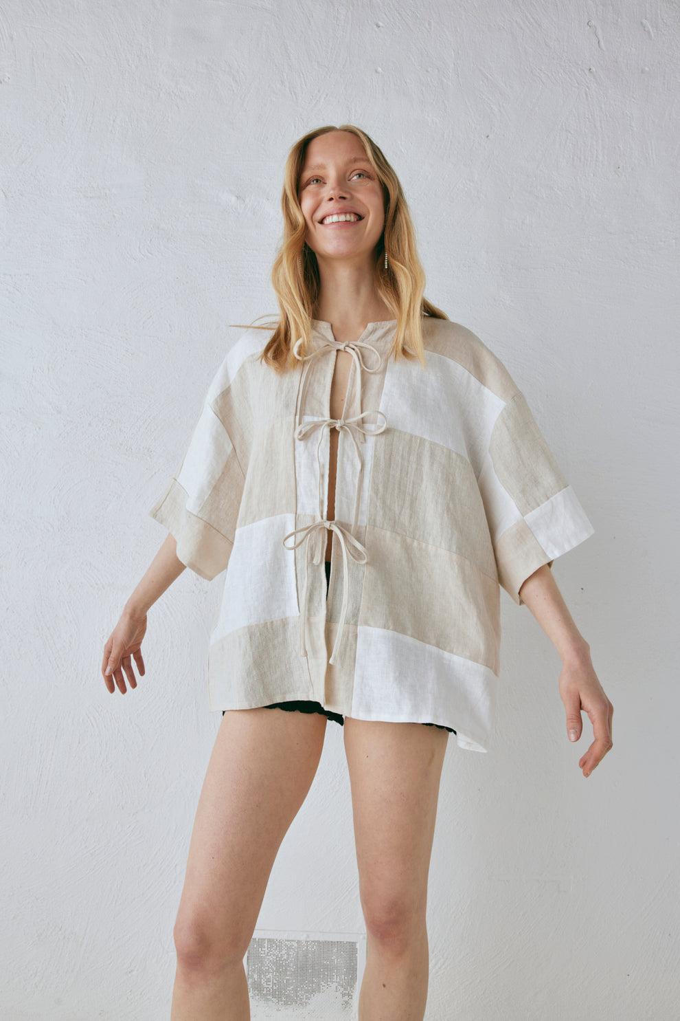 Collective Tops - Naomi Linen Smock Top Natural fourth image