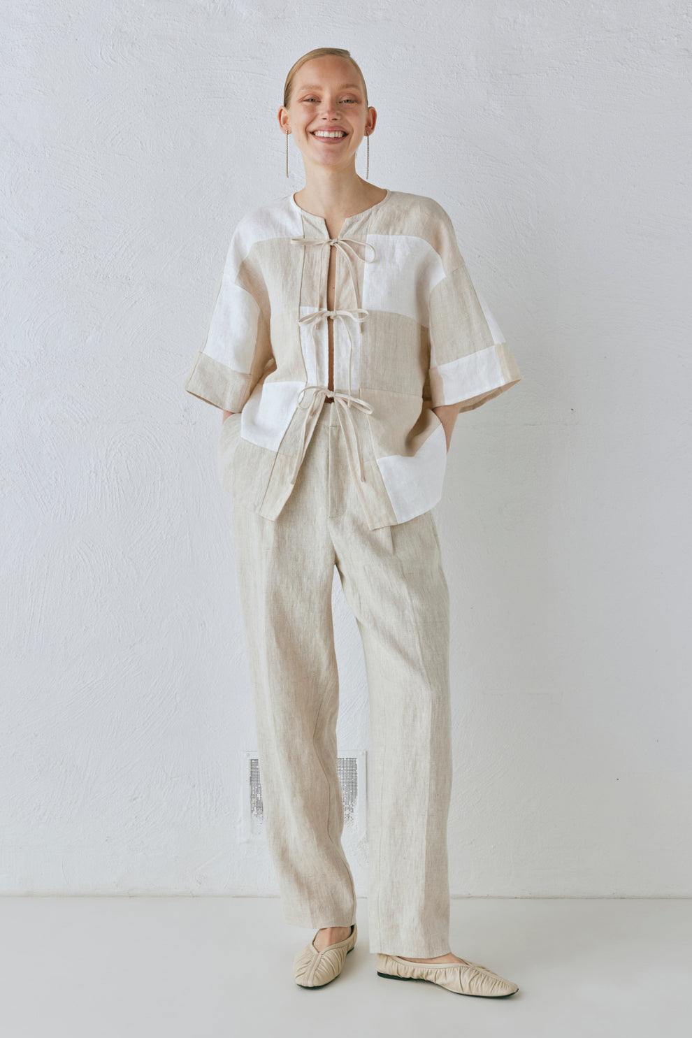 Collective Tops - Naomi Linen Smock Top Natural sixth image