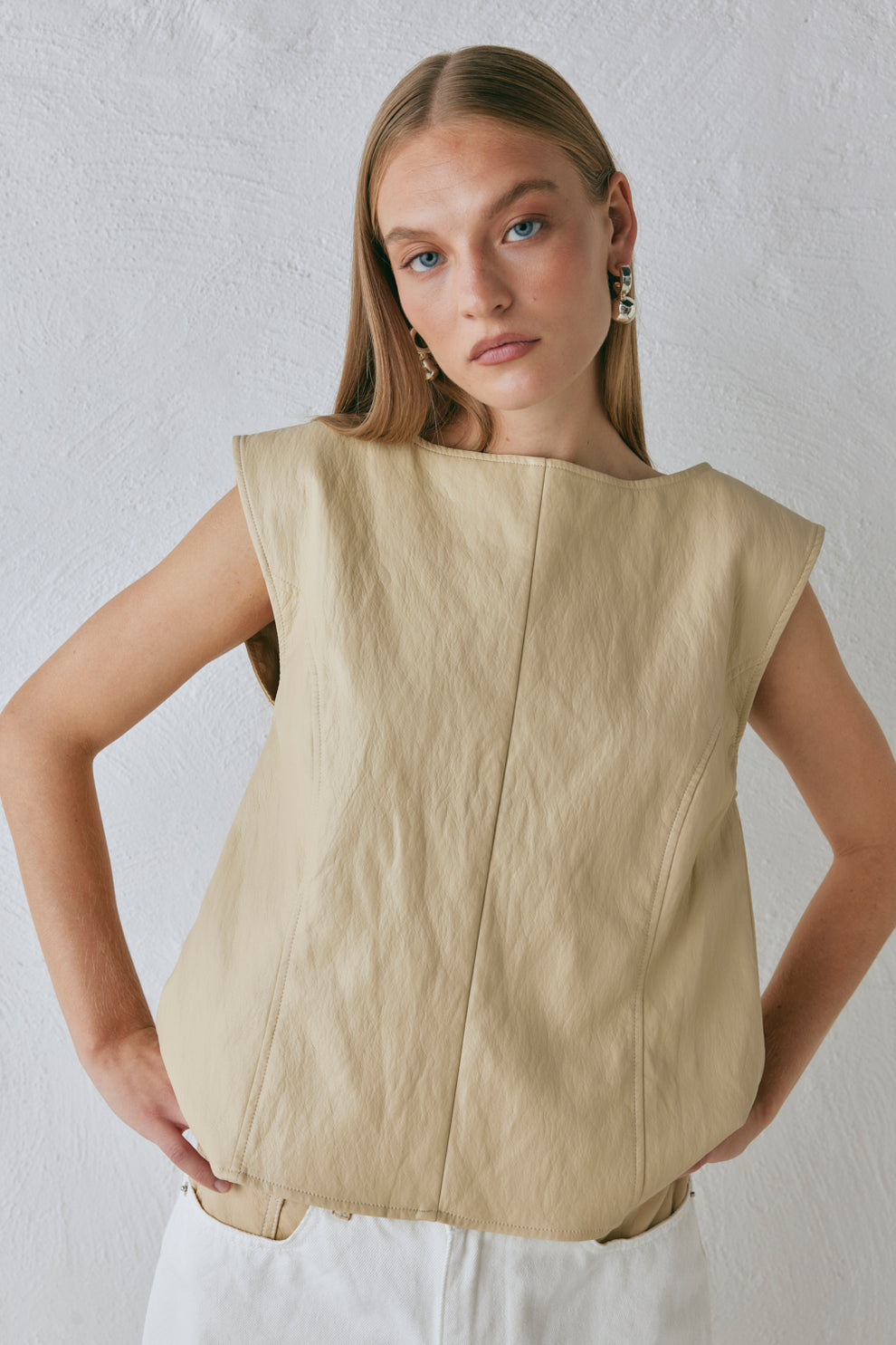 Collective Tops - Sutton Vest Butter sixth image