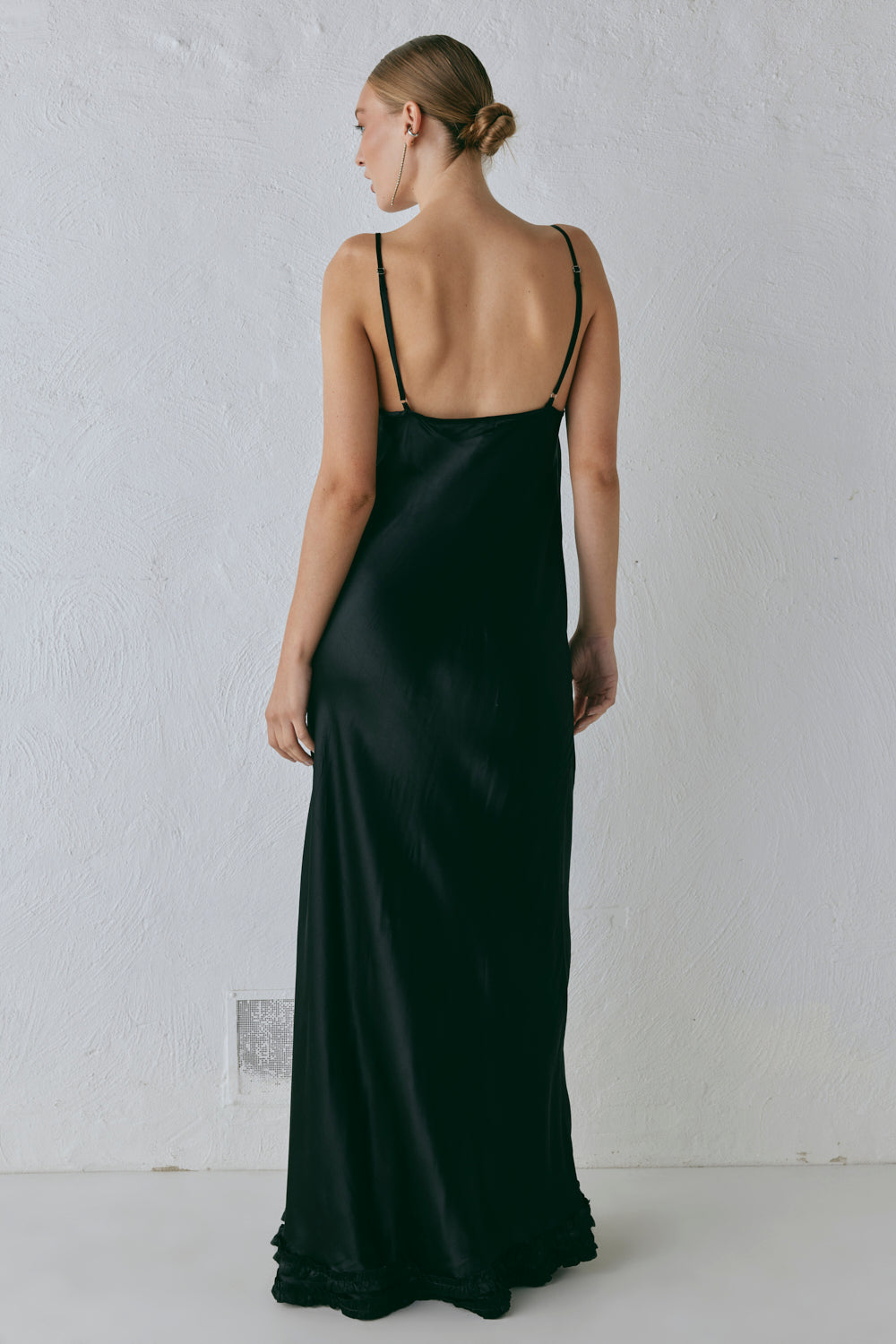 Alber Satin Maxi Dress Black