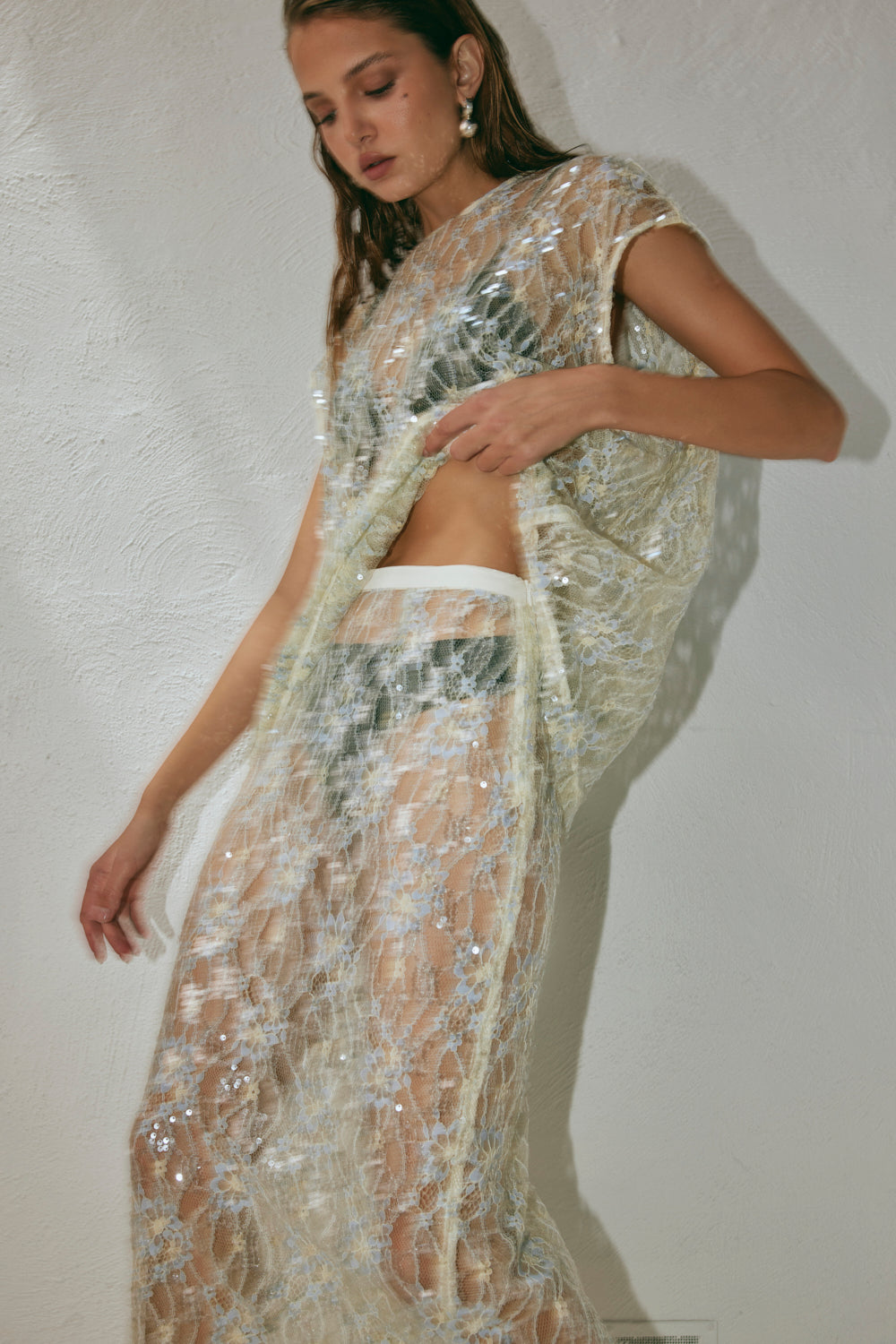 Devyn Sequin Midi Skirt Lace