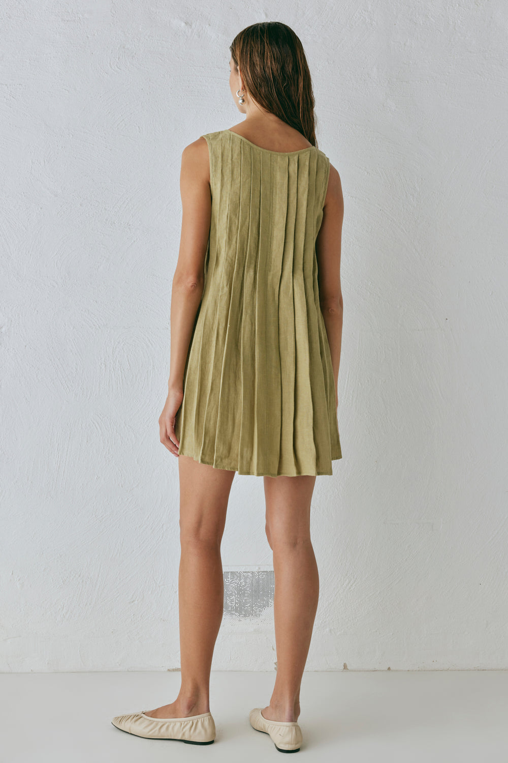 Valeria Linen Mini Dress Olive