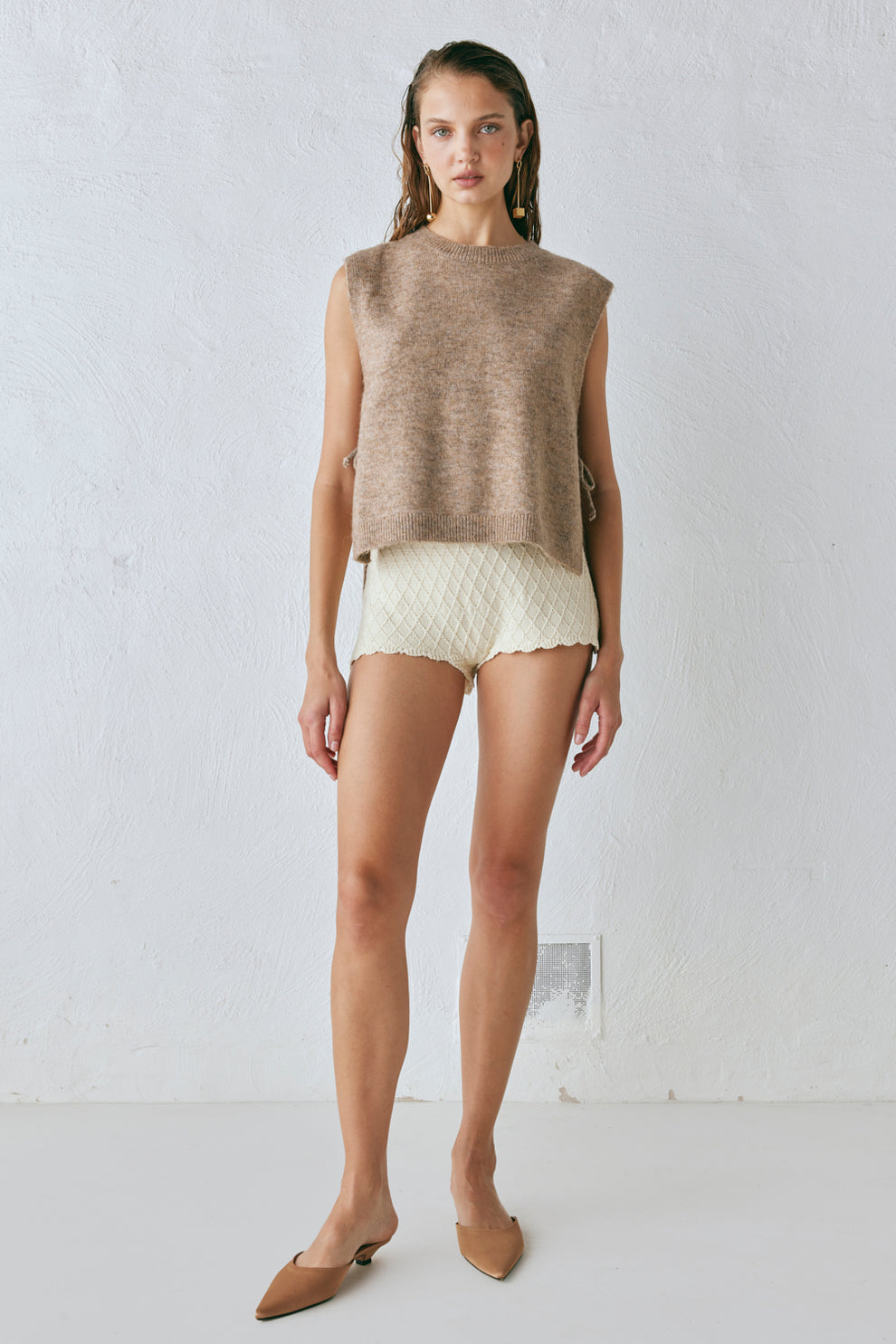 Collective Tops - Molly Knit Vest Taupe fifth image