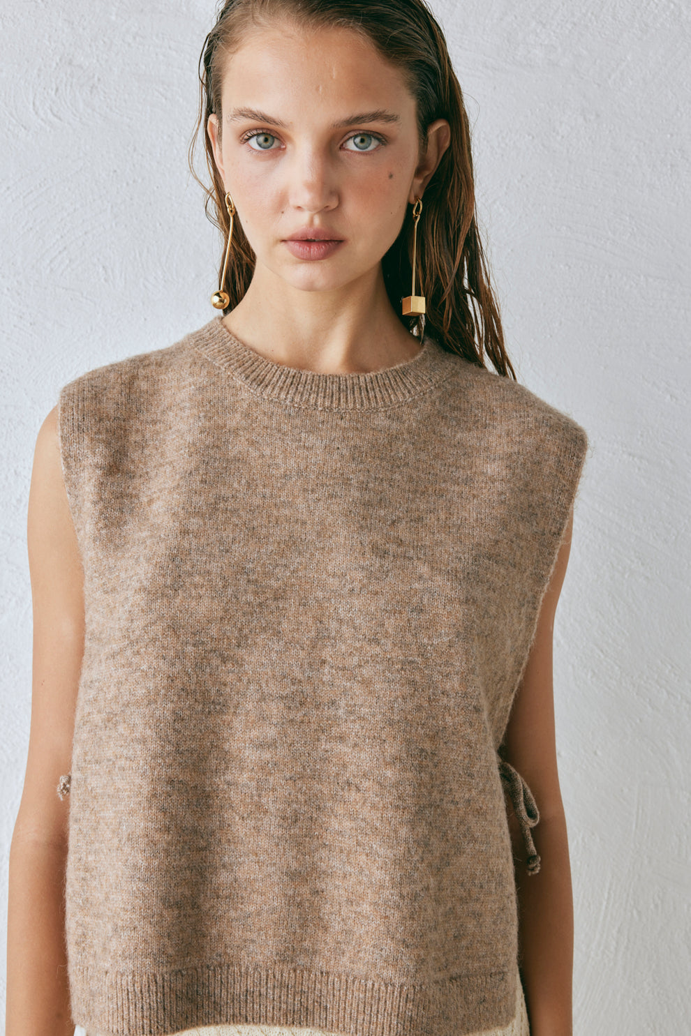 Collective Tops - Molly Knit Vest Taupe sixth image