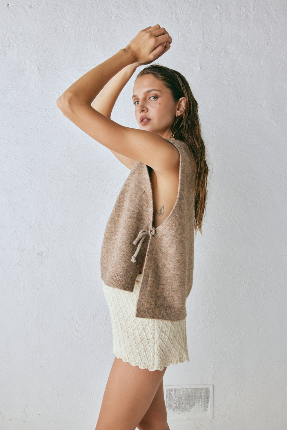Collective Tops - Molly Knit Vest Taupe third image