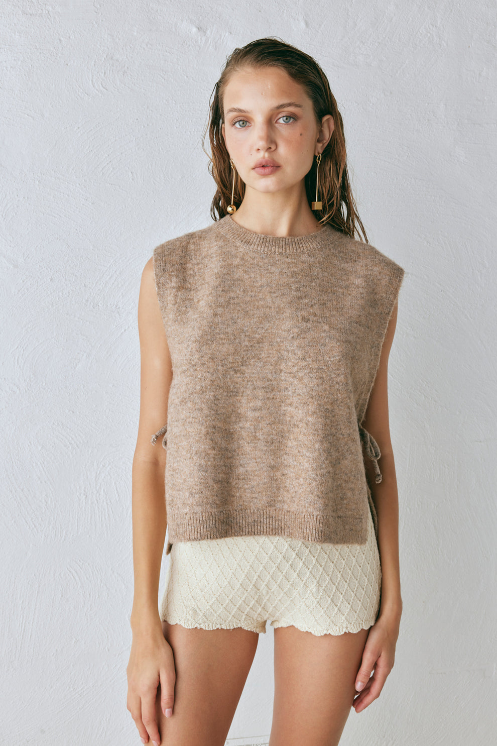Collective Tops - Molly Knit Vest Taupe secondary image