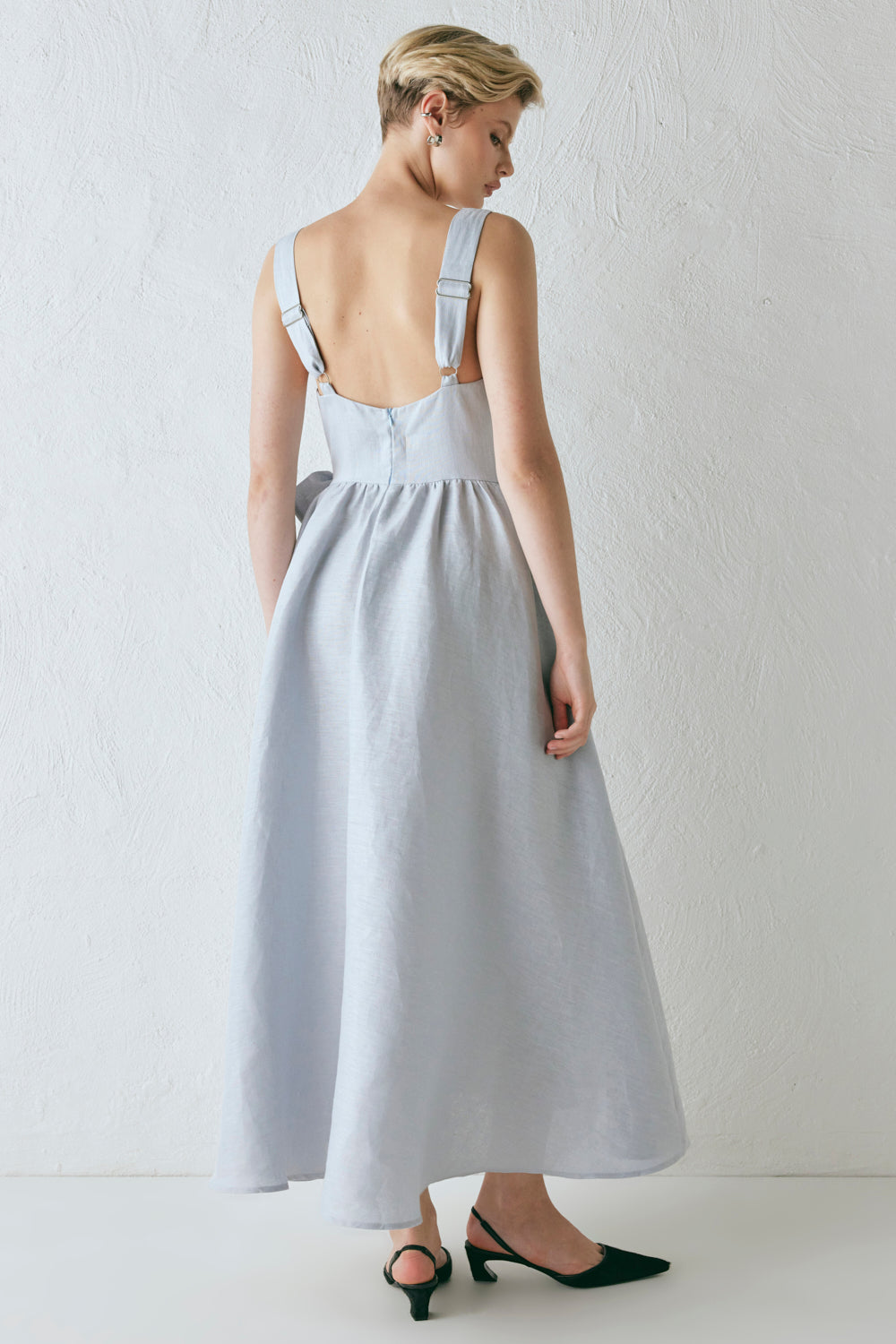 Daphne Linen Midi Dress Powder