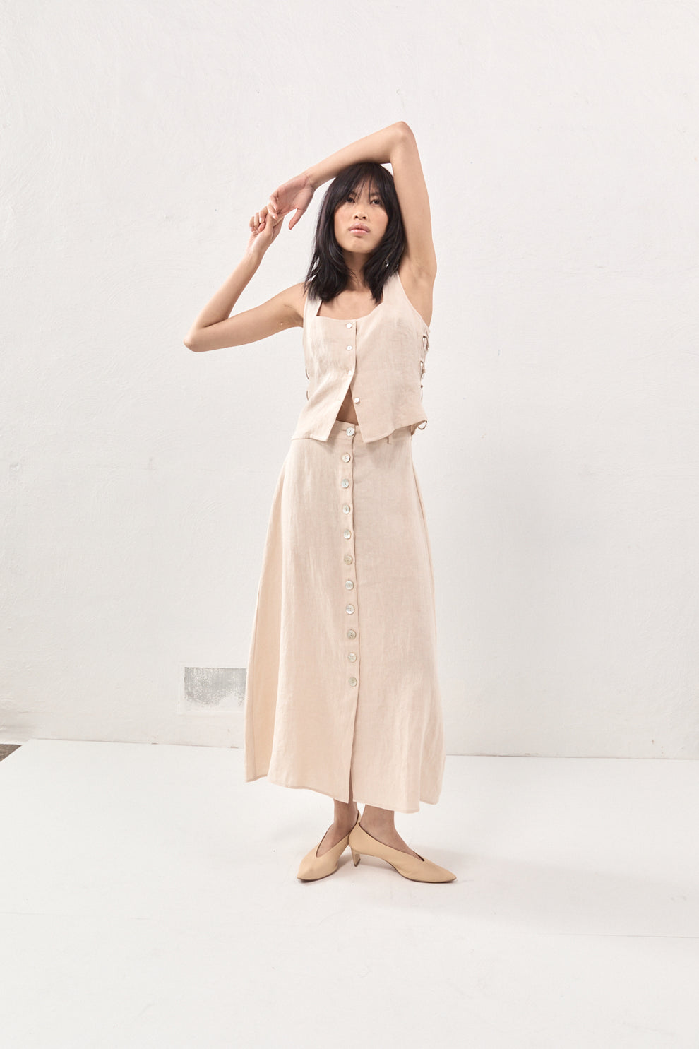 Collective Tops - Discoteca Linen Top Natural sixth image