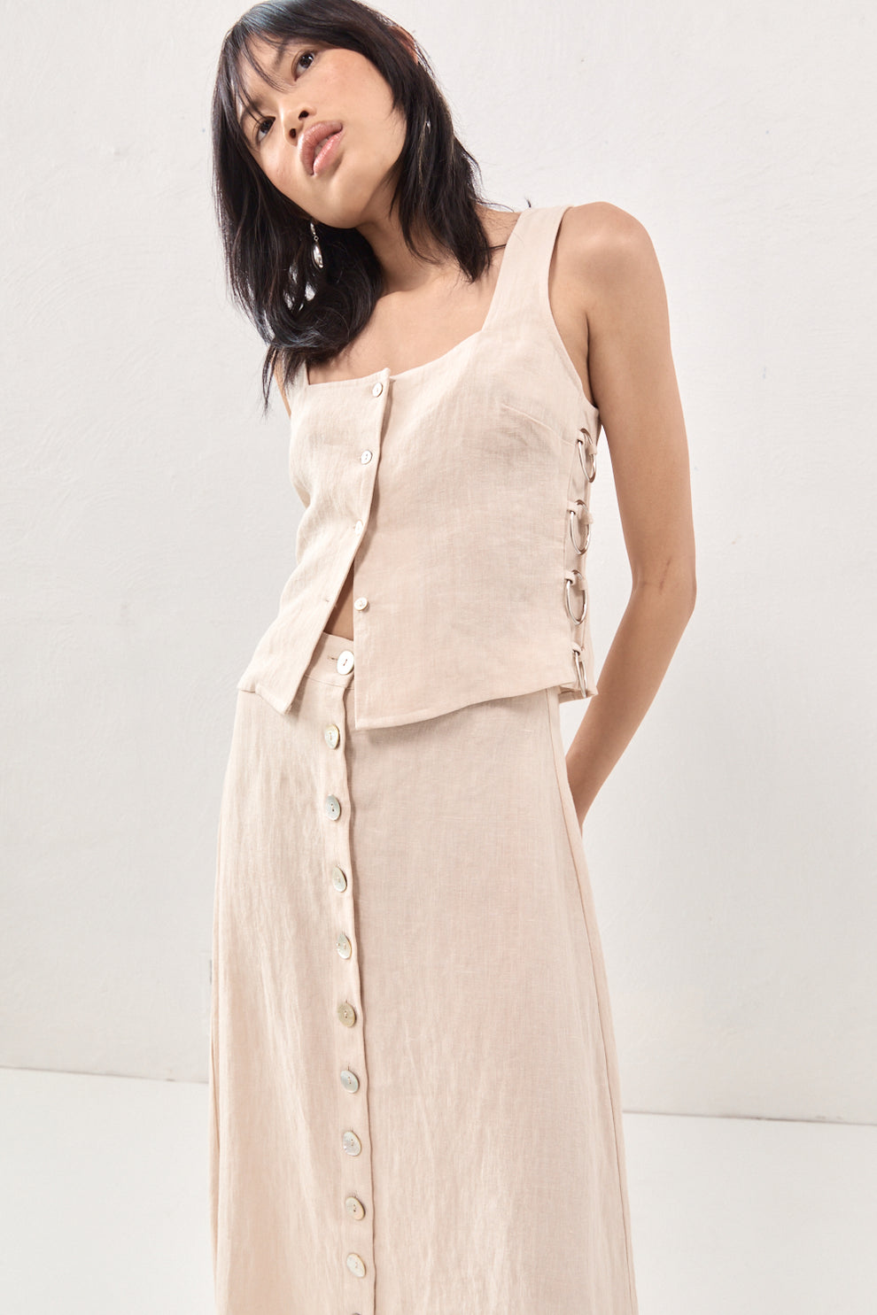 Collective Tops - Discoteca Linen Top Natural fifth image