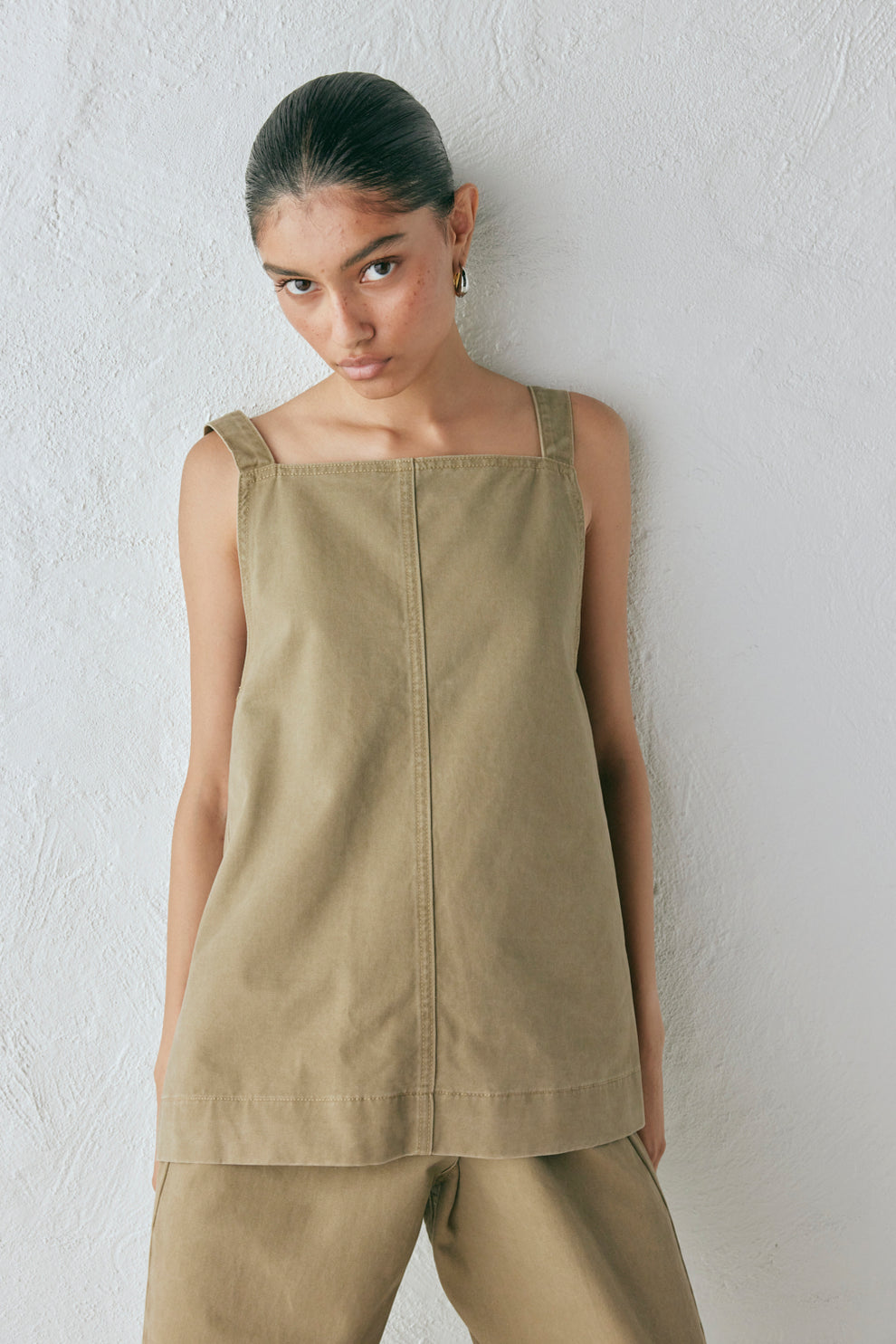 Collective Tops - Lina Denim Top Khaki third image