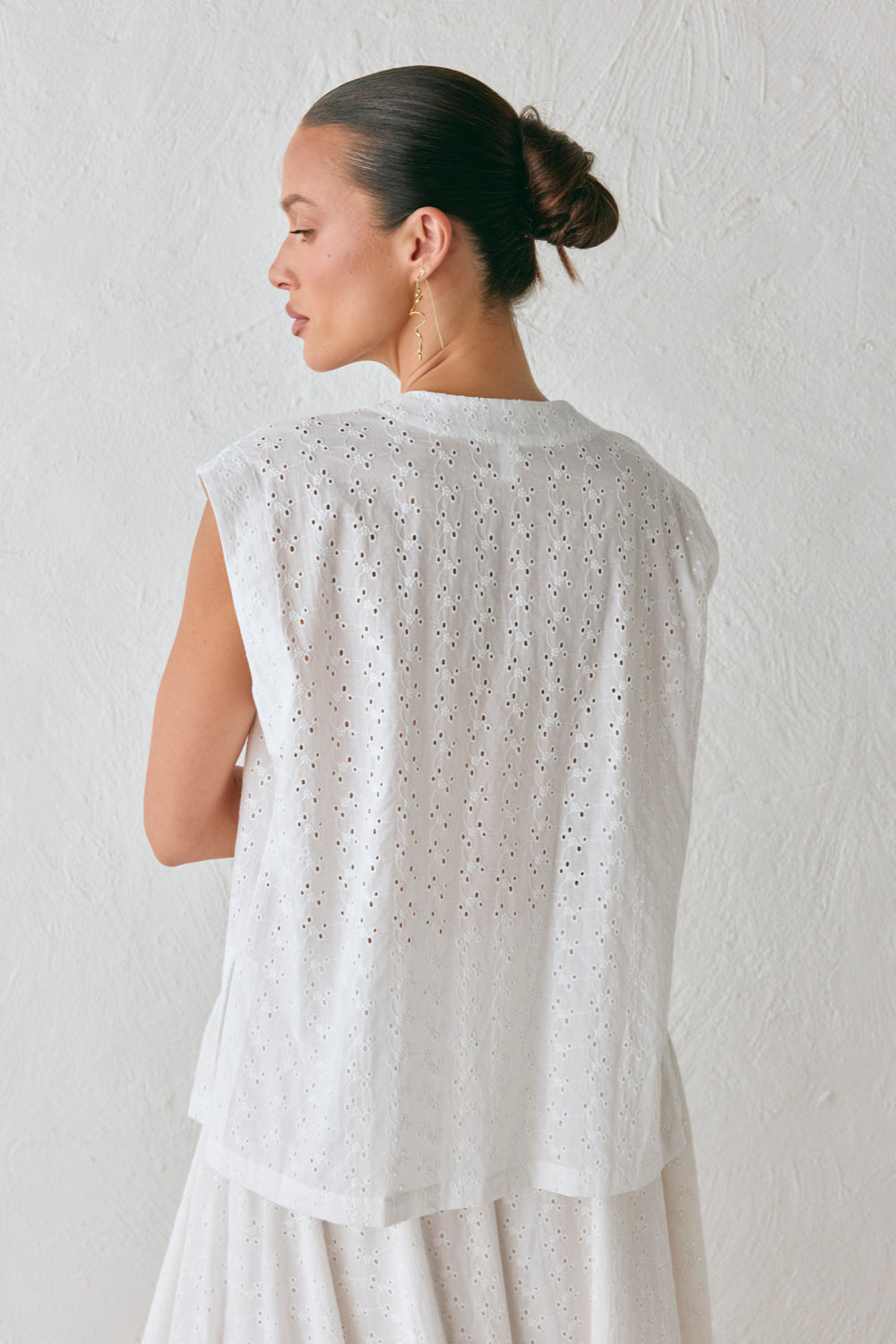 Zali Tunic Anglaise Top White