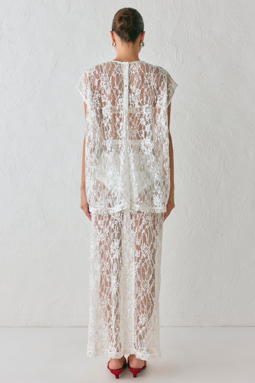 Devyn Sequin Midi Skirt White