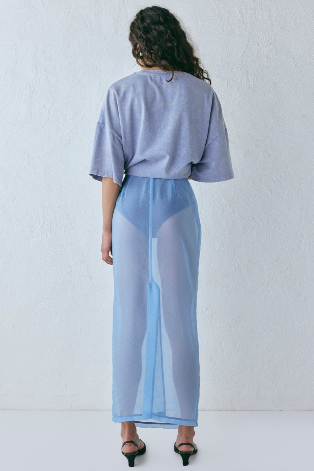 Devyn Sheer Midi Skirt Powder Blue