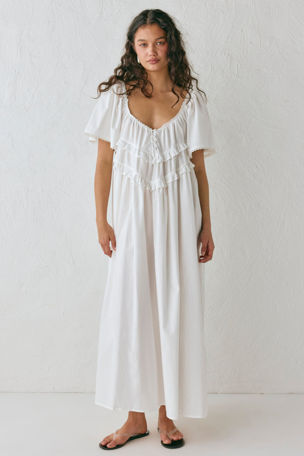 white smock dress La Prairie Smock Midi Dress White – VRG GRL
