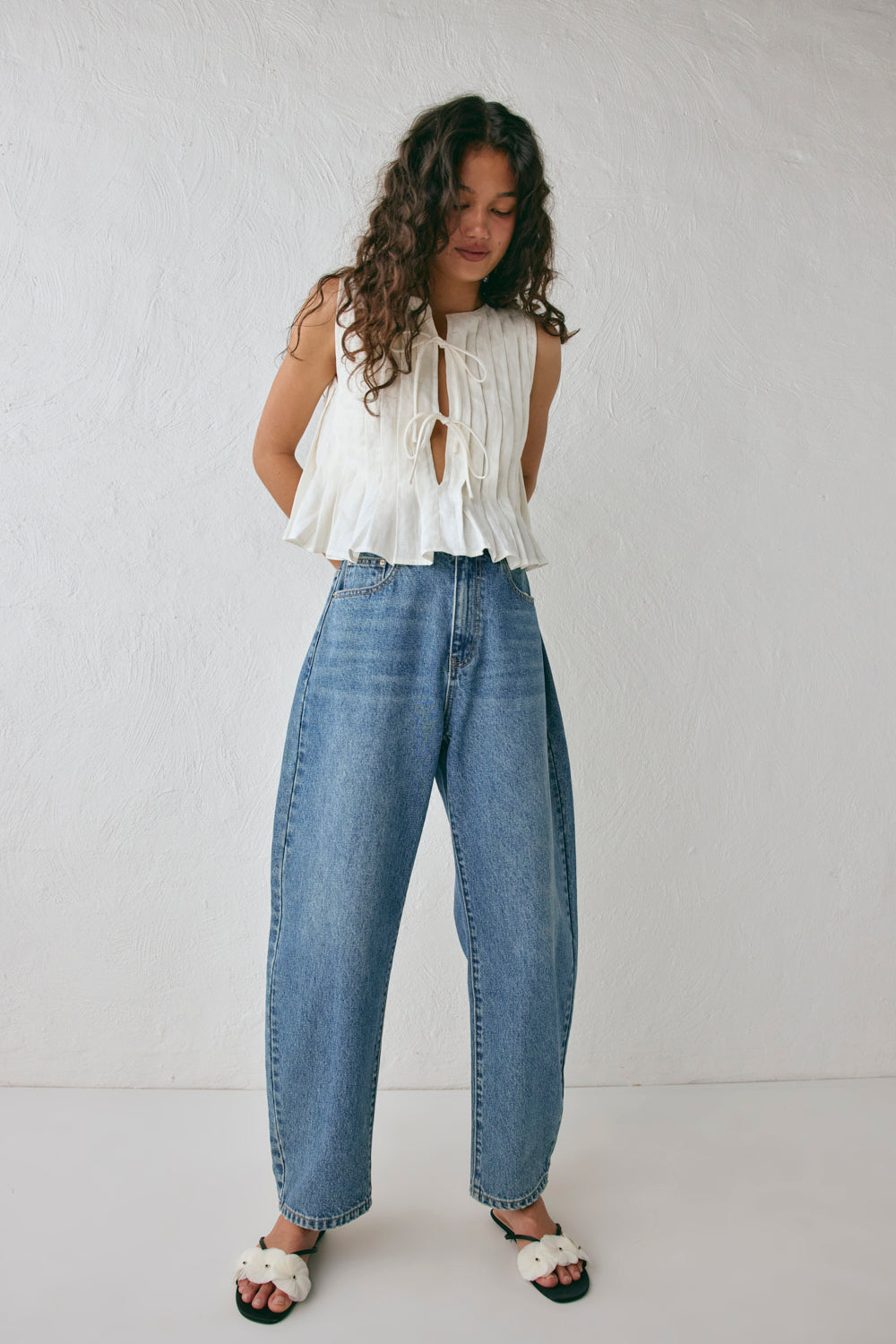 Valeria Linen Top White