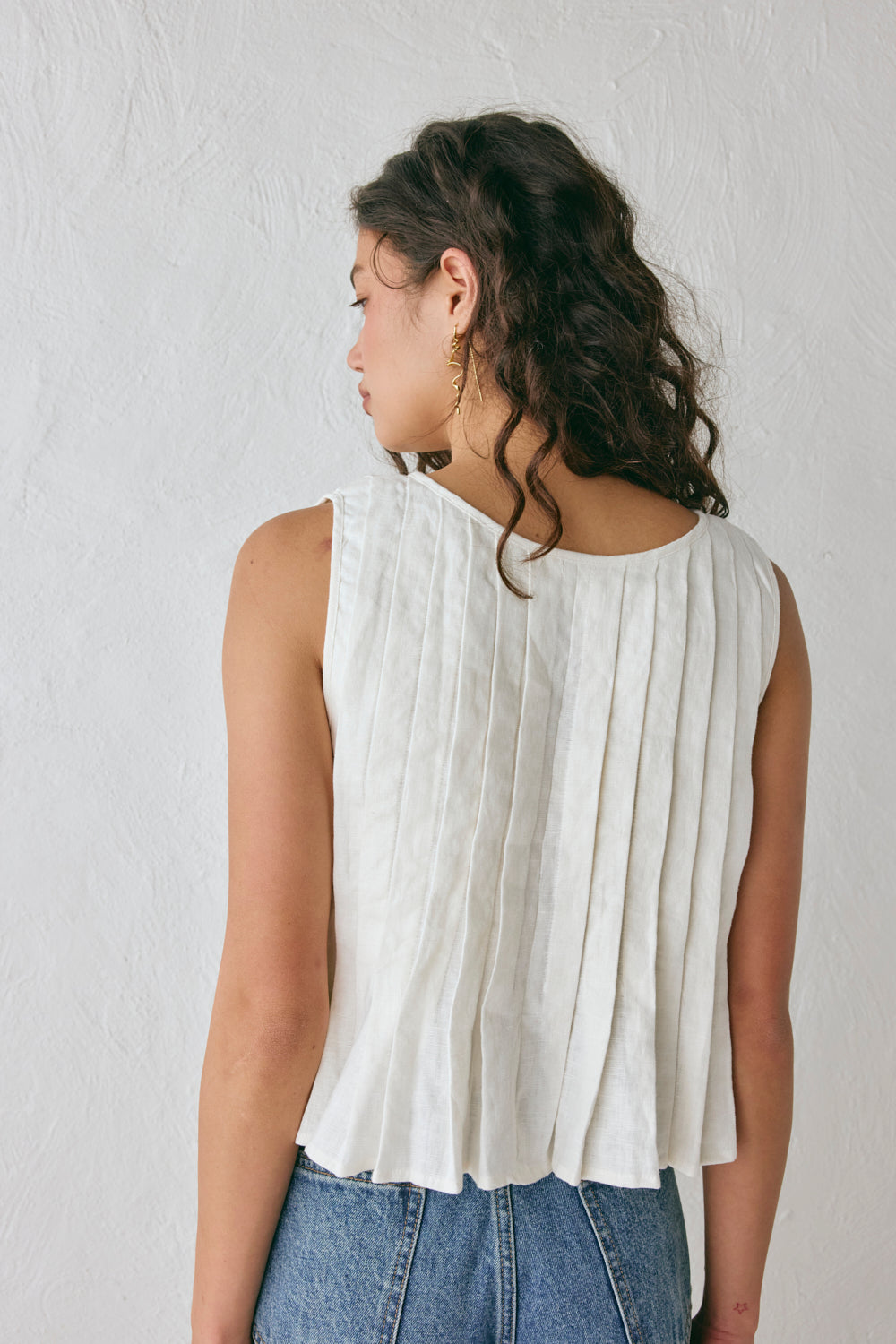 Valeria Linen Top White