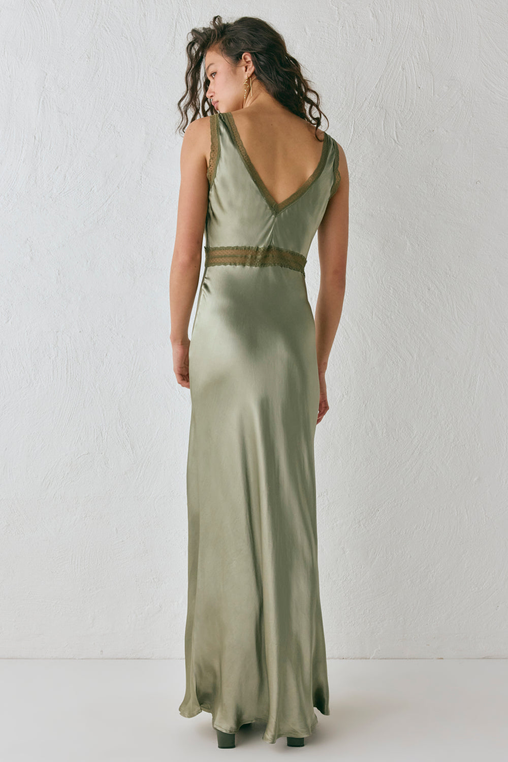 Meet Me On The Dance Floor Bias Cut Maxi Dress Olive