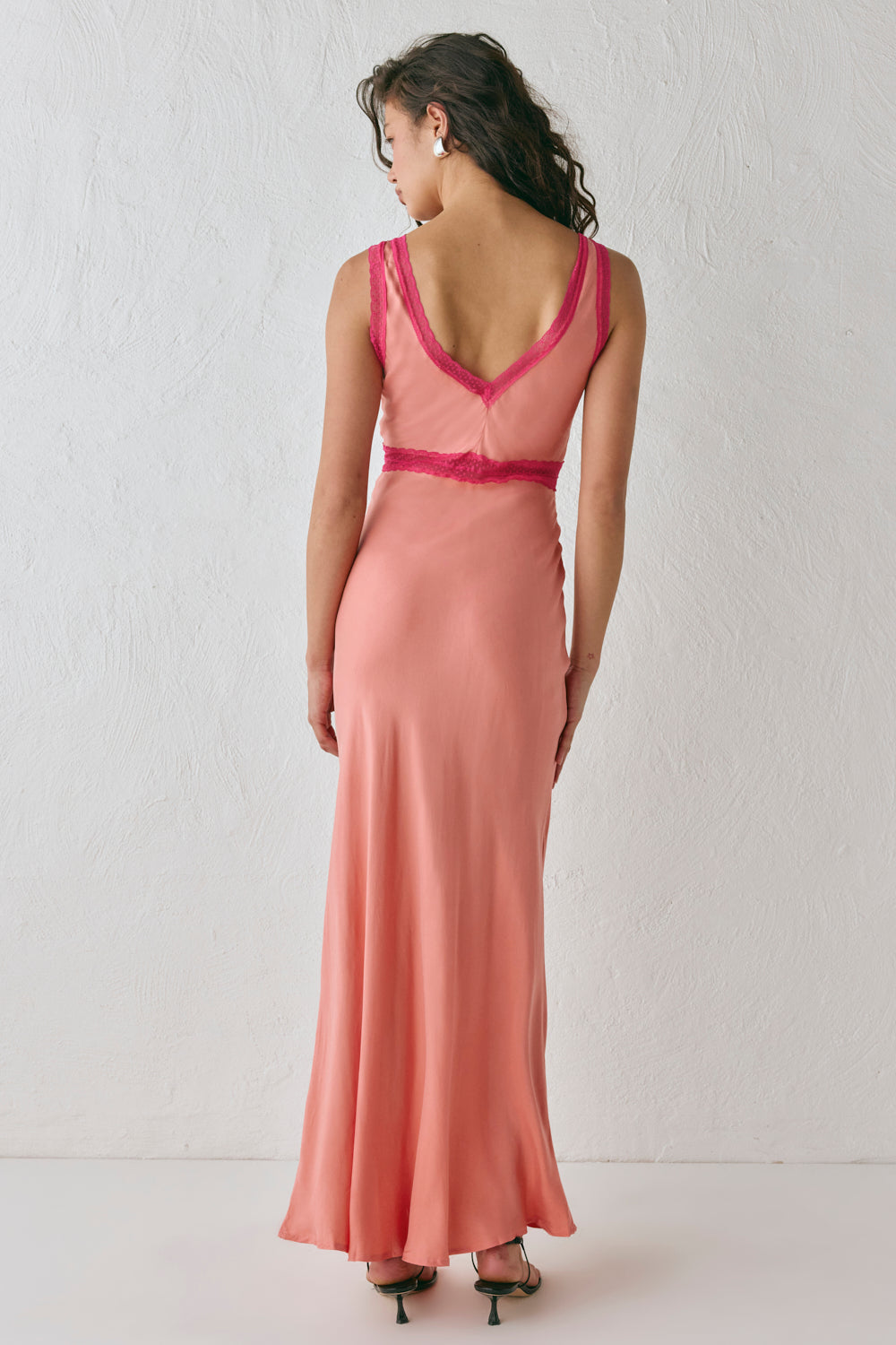 Meet Me On The Dance Floor Bias Cut Maxi Dress Coral