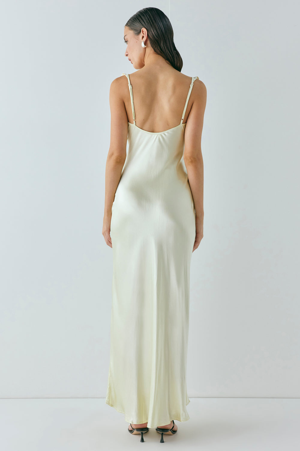 Rosalia Satin Bias Cut Maxi Dress Butter