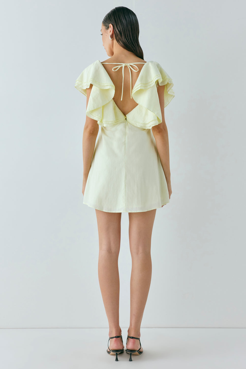 Party Nights Frill Mini Dress Lemon