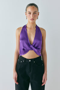 Darcy Satin Halter Top Violet
