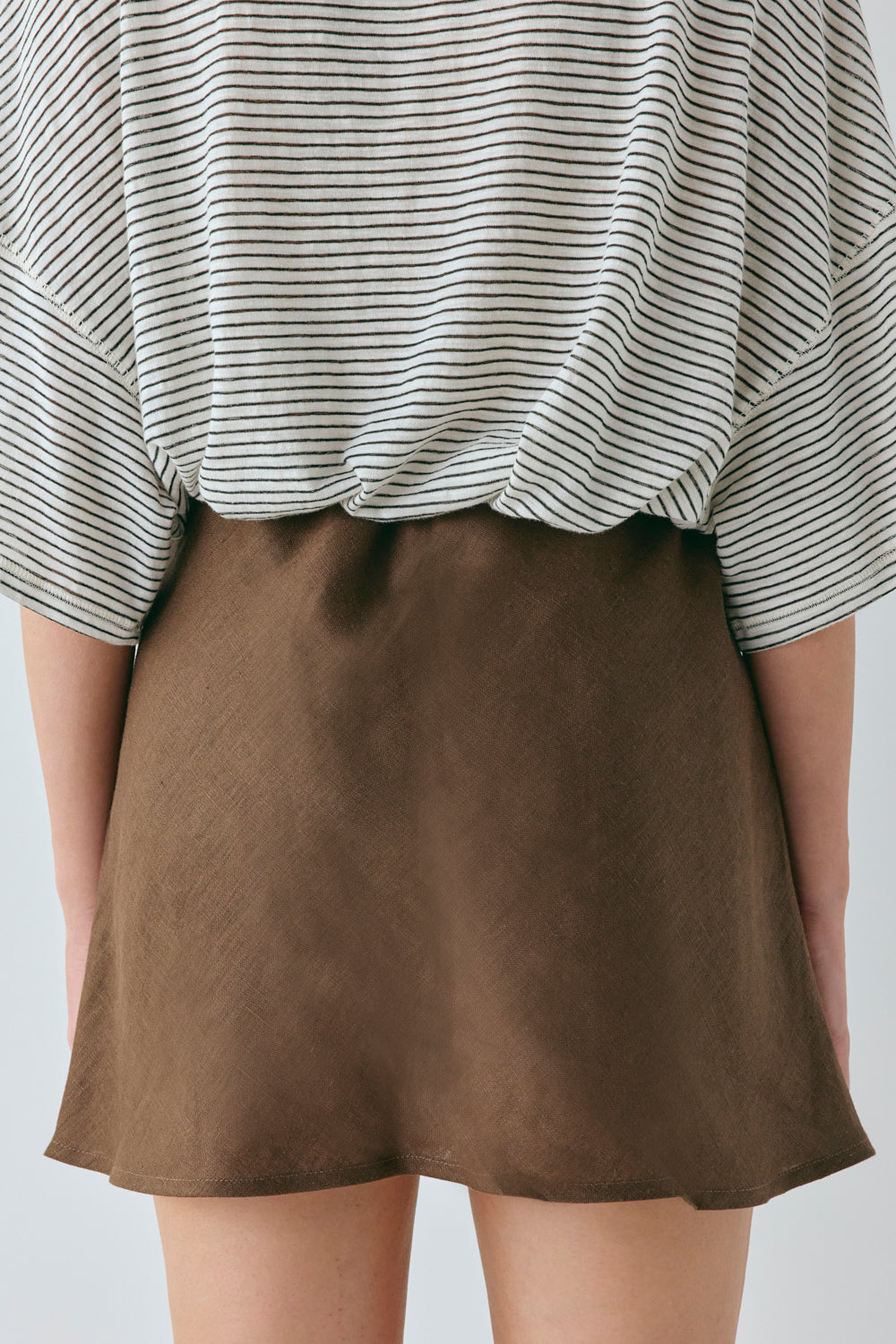 Summer Linen Mini Skirt Chocolate