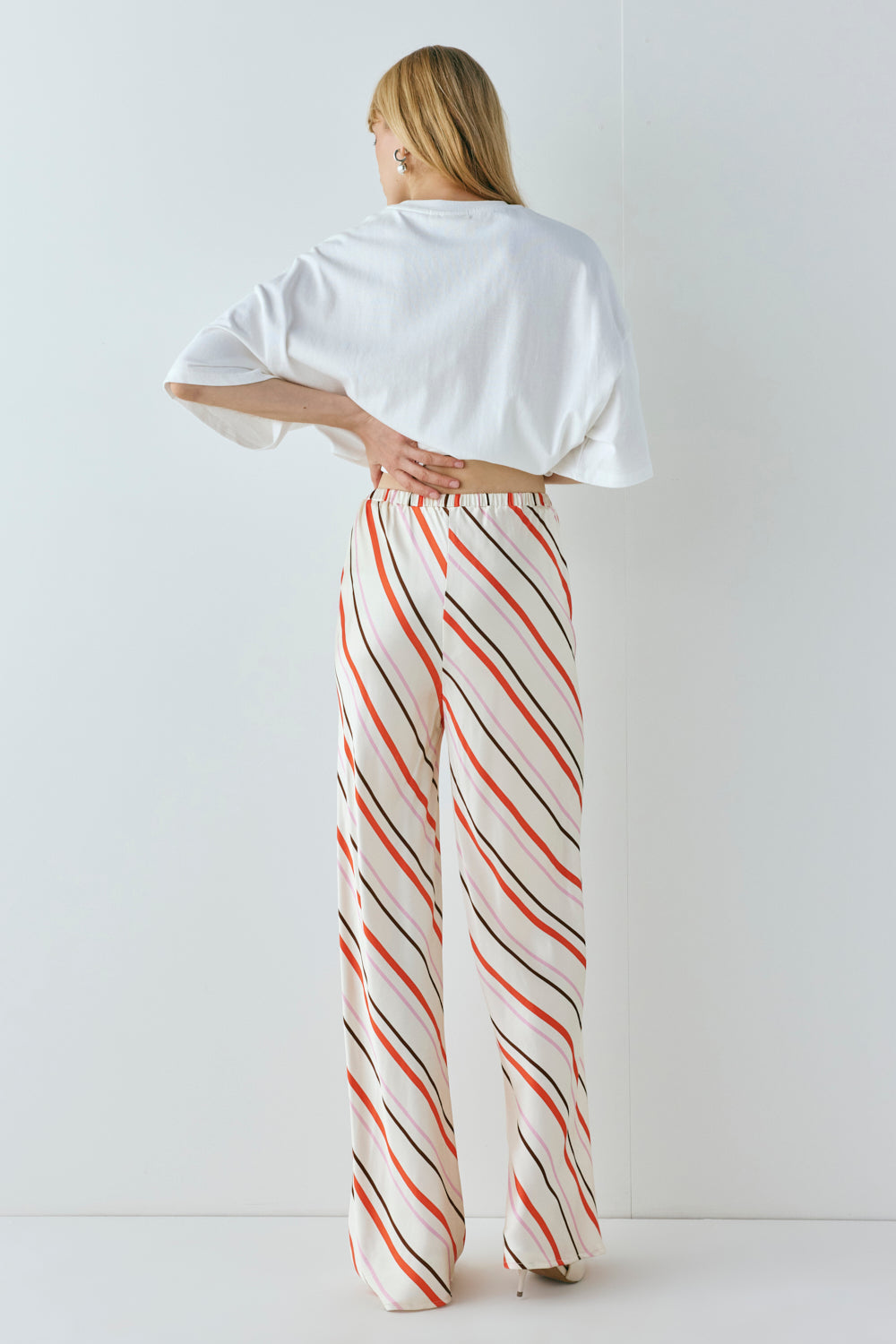 Elle Satin Pants Stripe