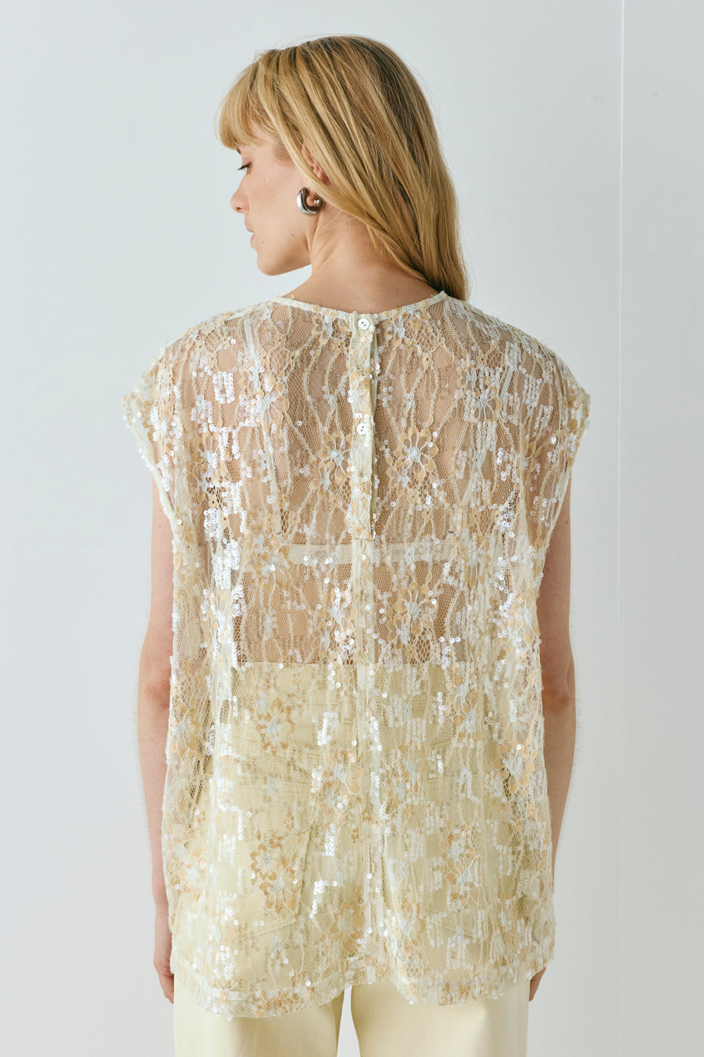 Devyn Sequin Top Apricot