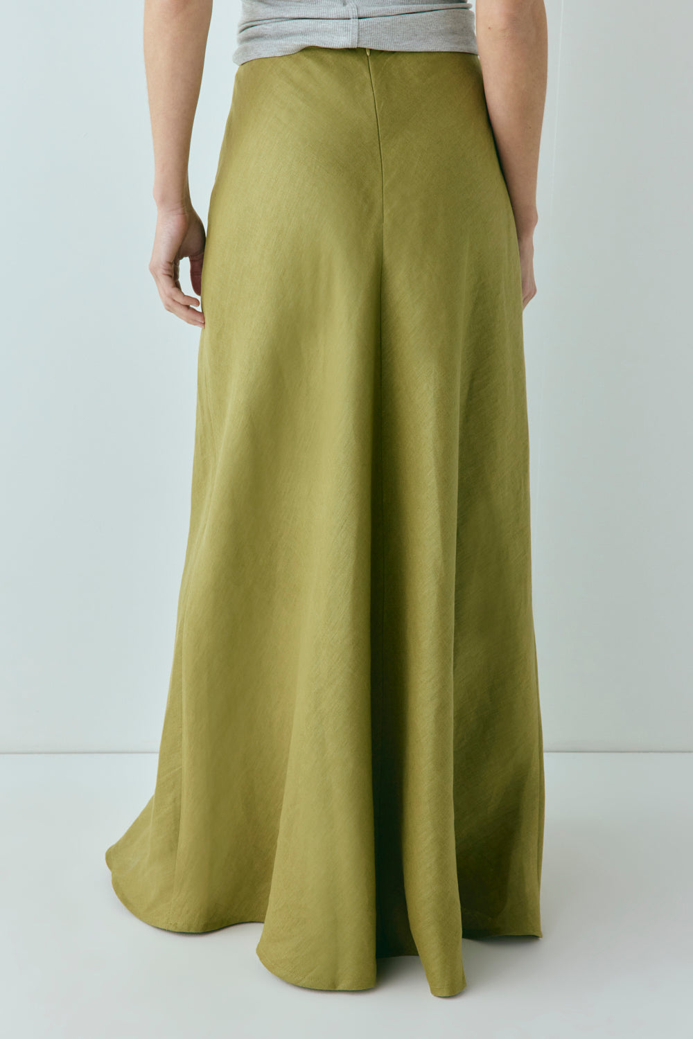 Solene Linen Maxi Skirt Olive