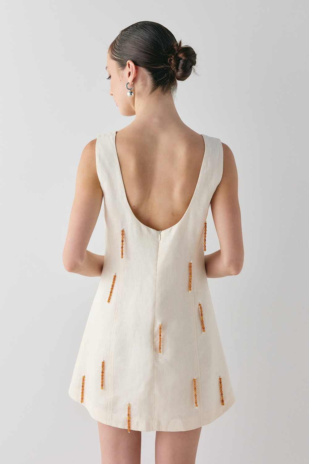 Anisa Linen Mini Dress Cream