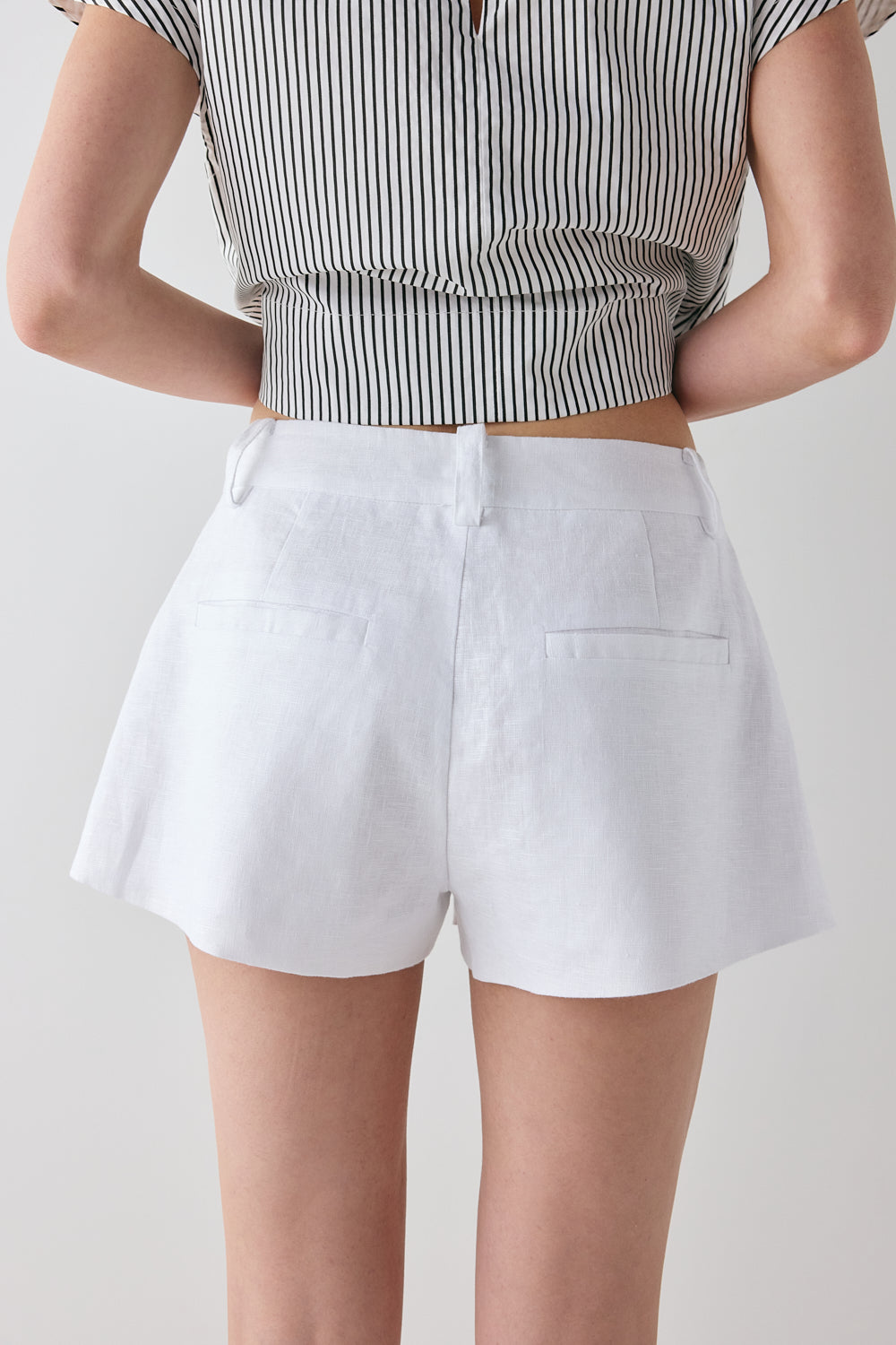 Levy Linen Shorts White