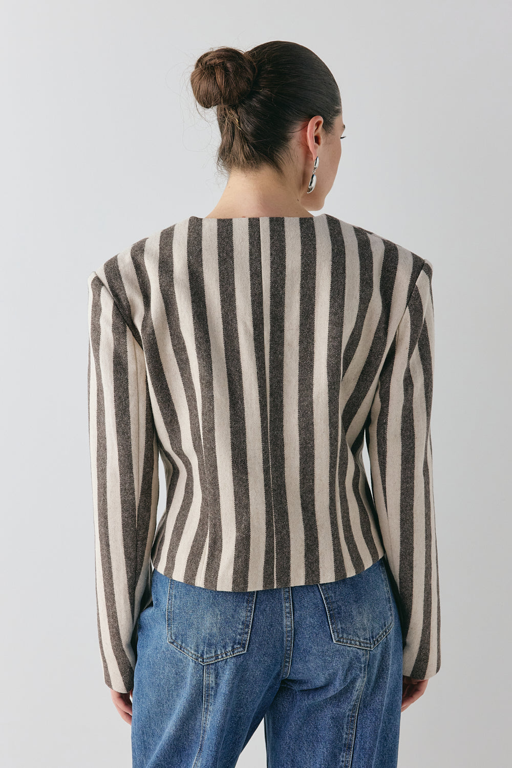 Nerida Blazer Charcoal Stripe