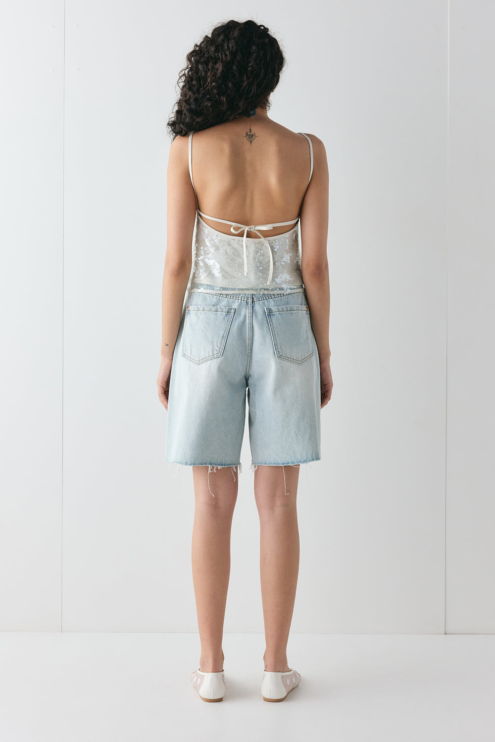 Nati Sequin Top White