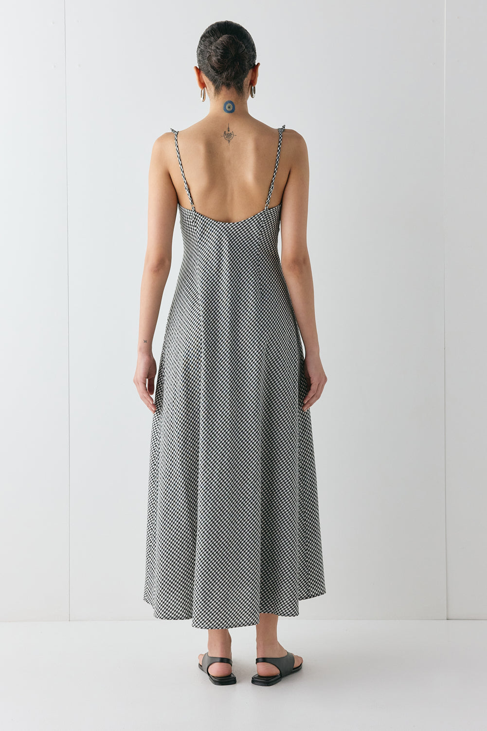 Rosalia Bias Cut Maxi Dress Black Check